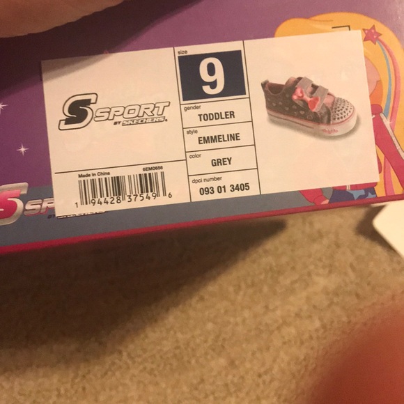 SKETCHERS TWINKLE TOES(CRYSTAL STARS) PINK/GREY - Picture 8 of 9